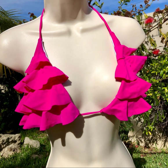Other - Ruffle Triangle Pink Bikini Top 💗